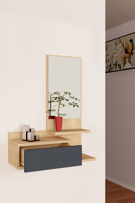 Hanah Home Rozella Recibidor con Espejo en Roble y Antracita